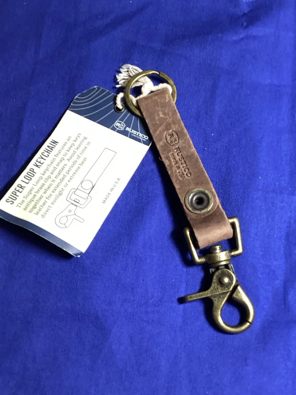 Rustico Brown Leather Key Fob with Brass Hardware